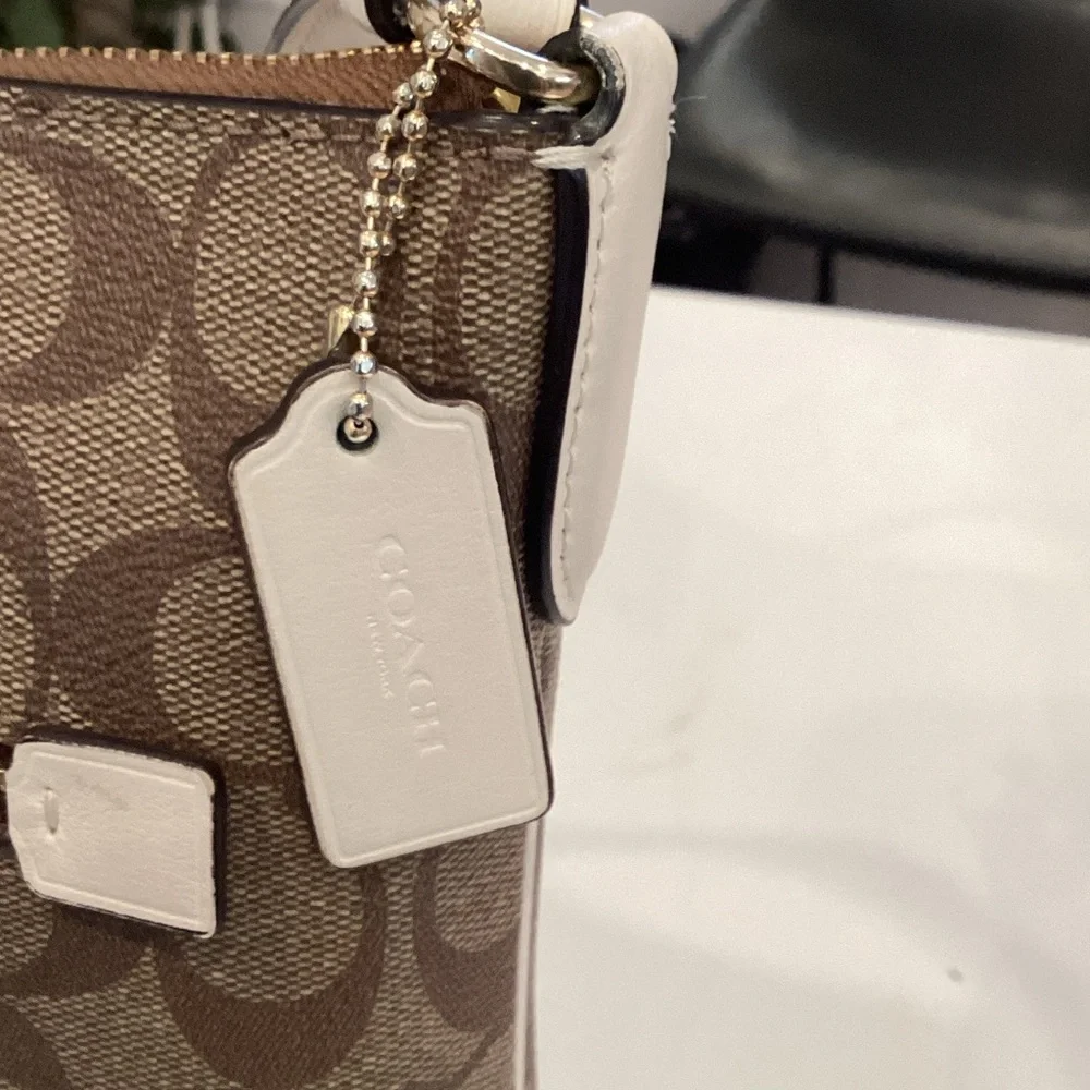 COACH Brown Signature Monogram Crossbody with Beige Trim - Picture 2 of 2